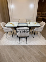 Кухонный раскладной стол "Прадо" белый мрамор и 4 стула ШЕЛЛ