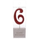 Свеча для торта Цифра Иллюзия «6» 9,5 см, красный