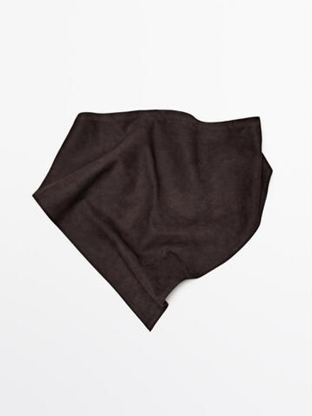 Massimo Dutti Бандана из замши, шоколадный