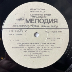 Винтажная виниловая пластинка LP Владимир Кузьмин Моя Любовь (СССР 1989) Пристань Твоей Надежды