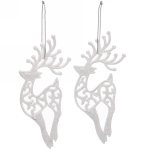 Подвески в блестках «Олень» 14 см (набор 2шт), белый