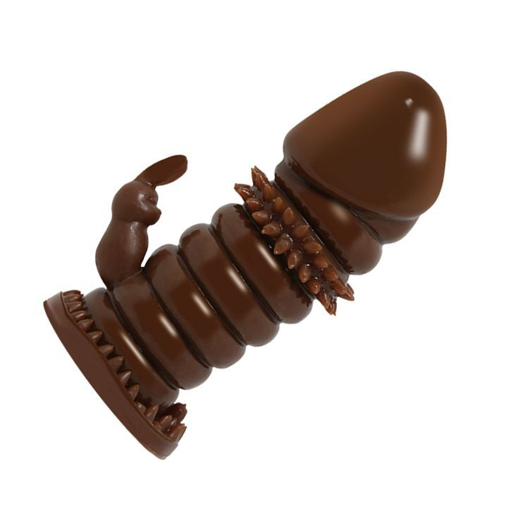 Коричневая стимулирующая насадка на пенис - 13 см. (Цвет: коричневый)