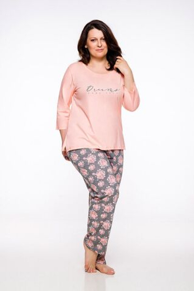 Женская пижама Irma с цветочками (Размер: XXXL) (Цвет: серый с персиковым)