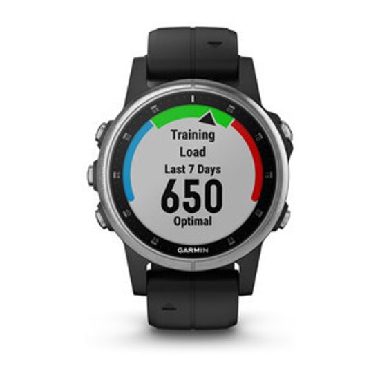 Компактные мультиспортивные часы Garmin Fenix 5S Plus - серебристые с черным ремешком 010-01987-21