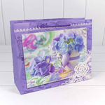 Пакет подарочный 32х26х10см "Цветы" (Микс)