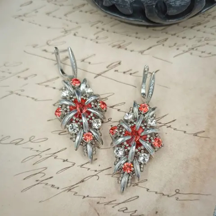 Набор для создания серег Bella, Padparadsha / Silver