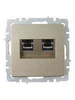 BRITE Розетка компьютерная двойная RJ45 кат.6 РК11-2-БрШ шампань IEK