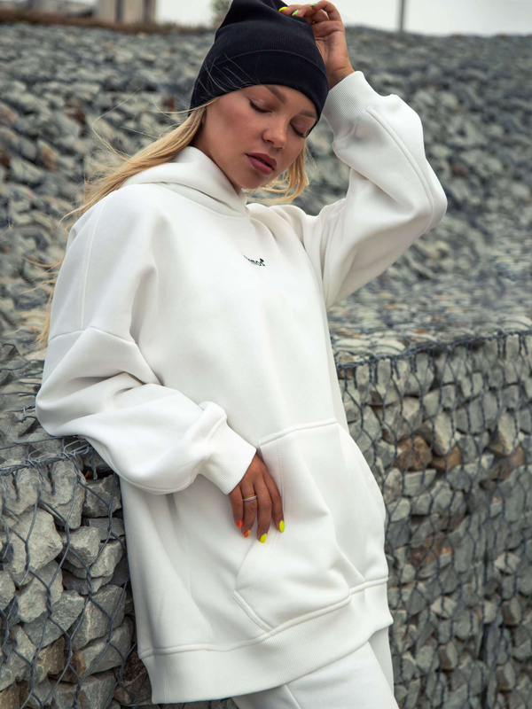 Худи женское оверсайз с начесом basis Молочный