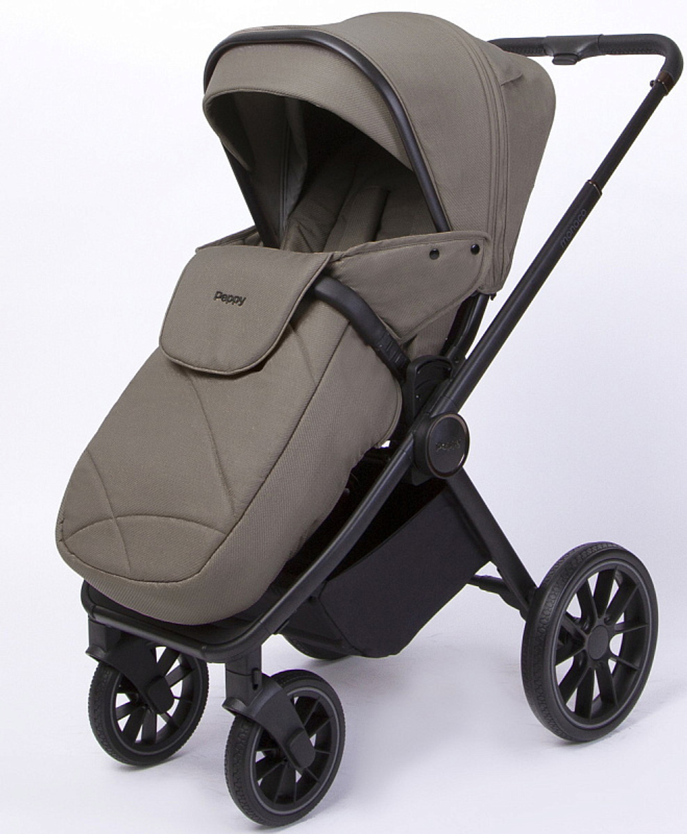 Детская коляска Peppy Monaco 2 в 1 Sandstone (песочный), рама черная