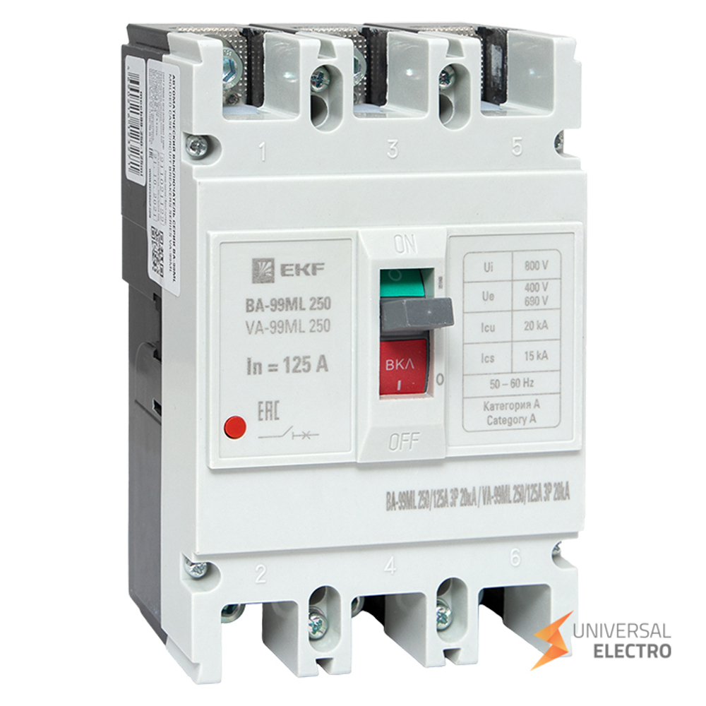 Автоматический выключатель ВА-99МL 250/160А 3P 20кА EKF Basic