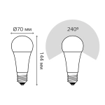 Лампа Gauss Led A70 22W E27 1640lm 4100K 102502222