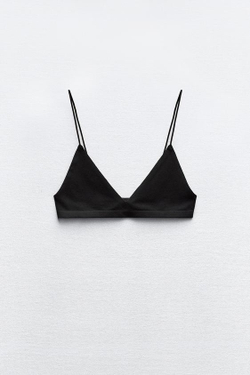ZARA БЮСТГАЛЬТЕР SEAMLESS С БРЕТЕЛЯМИ, ЧЕРНЫЙ