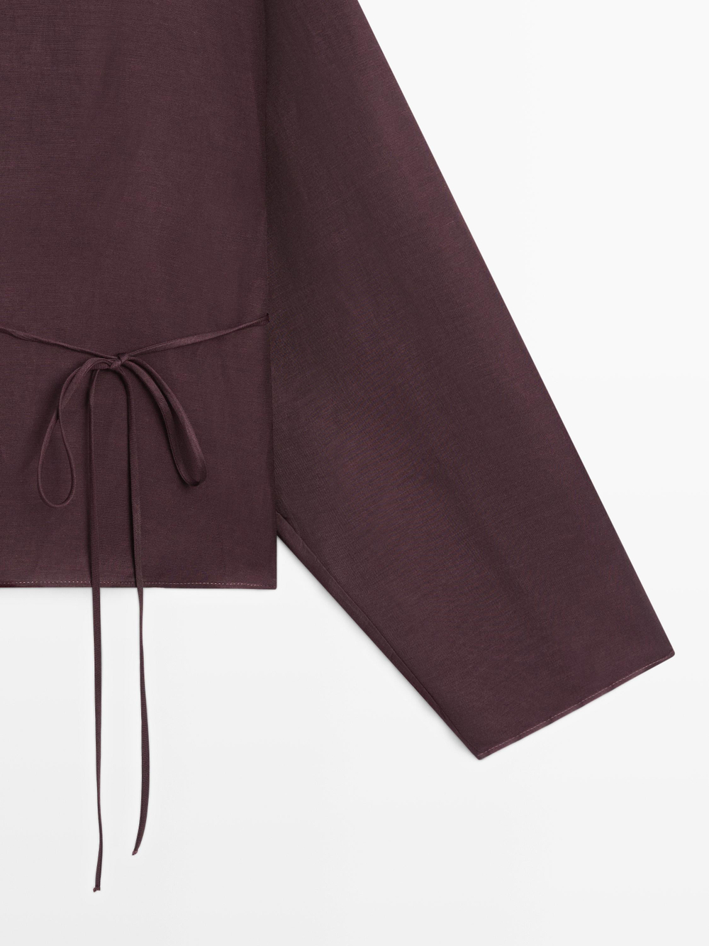 Massimo Dutti Рубашка из смесового льна, баклажанный