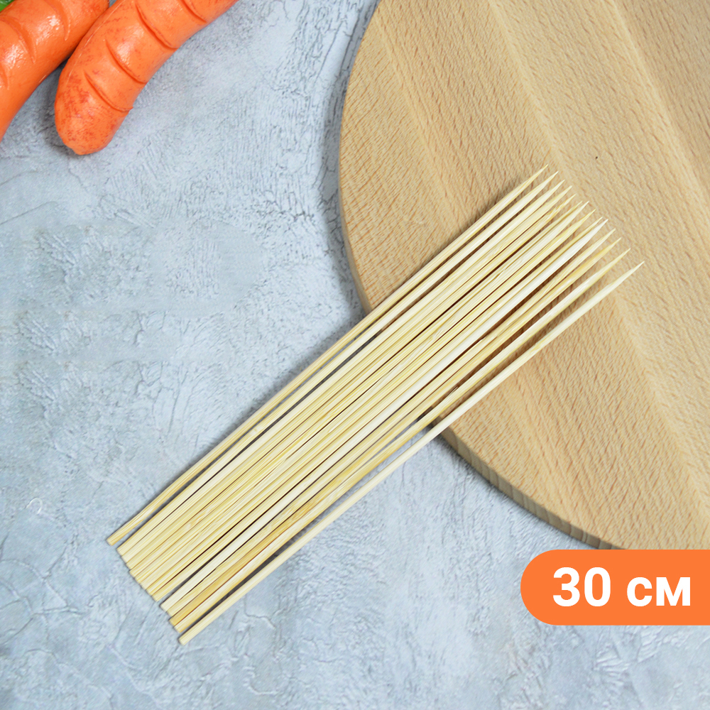 Шампуры бамбуковые 30см*3мм (80 штук)