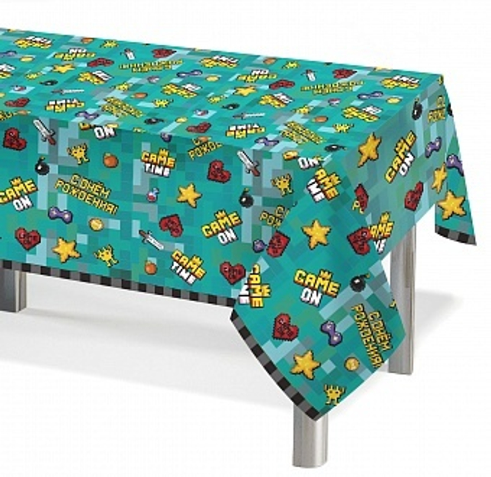 Скатерть одноразовая Game Time Пиксели 120*180 см.