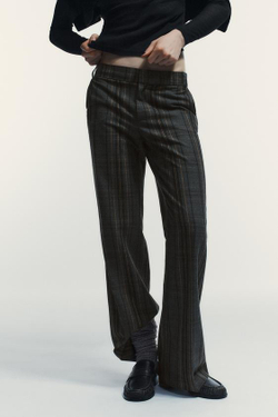 ZARA БРЮКИ В КЛЕТКУ, СЕРЫЙ/НЕЖНО-КОРИЧНЕВЫЙ