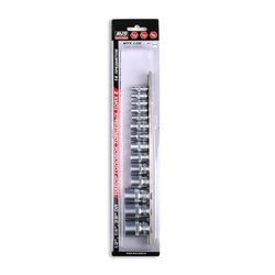 Набор головок торцевых 1/4", 3/8", 1/2"DR TORX (E4-E24) (14 предметов) на держателе AVS NTX-14M