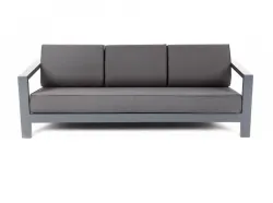 "Гранада" диван 3-местный, каркас алюминий темно-серый (RAL7024) шагрень, ткань темно-серая 027