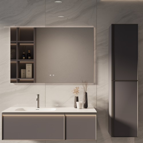 База под раковину Elise 1200 подвесная, 2 выкатных ящика soft close, серый матовый