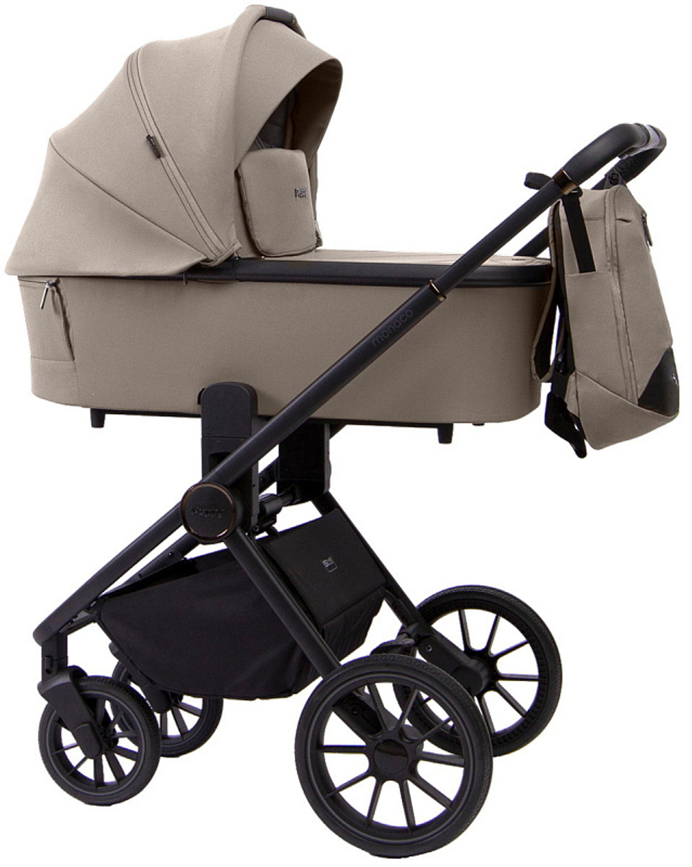 Детская коляска Peppy Monaco 3 в 1 с автокреслом Verona Beige Sandstone (песочный), рама черная