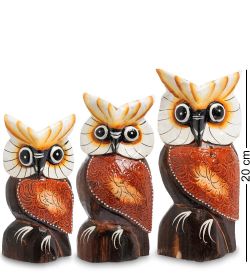 Decor and Gift 99-434 Фигурка «Сова» н-р из трех 20,18,15 см (албезия, о.Бали)