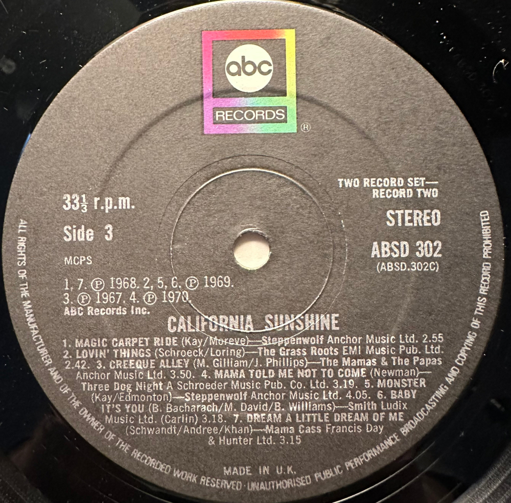 California Sunshine 2LP (Англия 1976г.)
