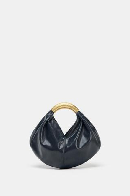 ZARA СУМКА С МЕТАЛЛИЧЕСКОЙ РУЧКОЙ, МОРСКОЙ СИНИЙ
