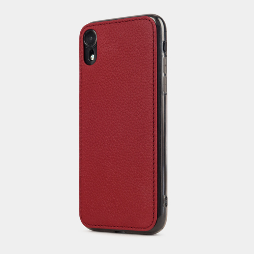 Чехол-накладка для iPhone XR из натуральной кожи теленка, вишневого цвета
