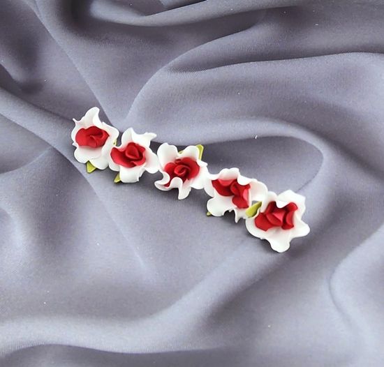 Цветы из латекса (фоамарина) бело-красный 4.5 см, набор 5 штук