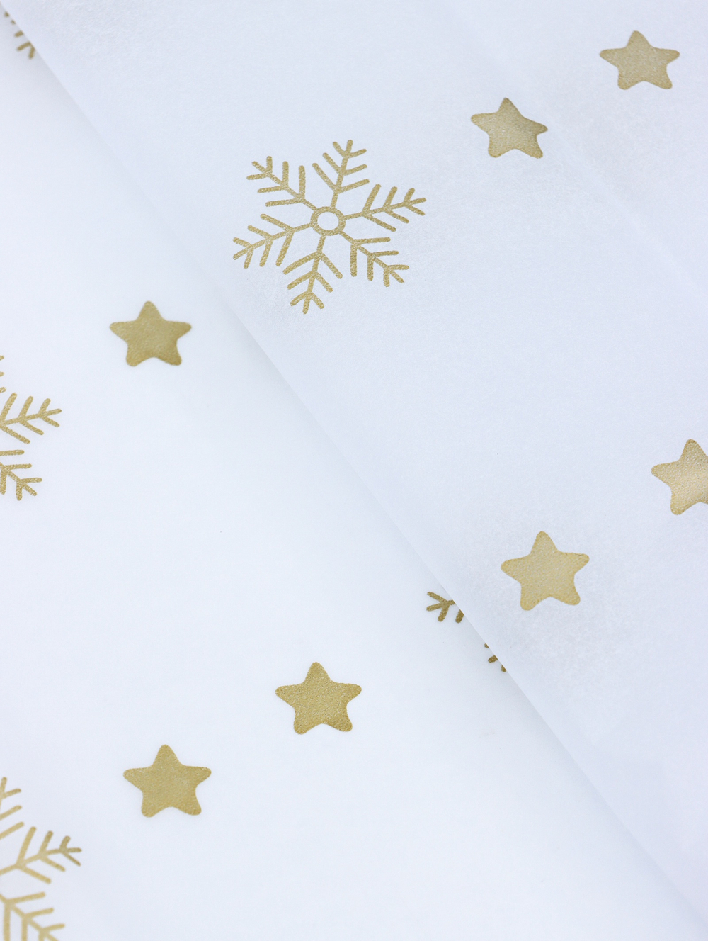 Бумага упаковочная тишью "Снежинки со звездами", золотистый, 50 х 66 см 10888461