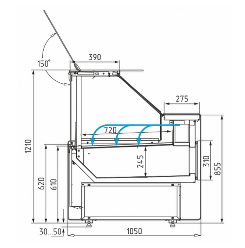Холодильная витрина CARBOMA BAVARIA 3 GC111 SP 2,0-1 рыба на льду газлифт без боковин