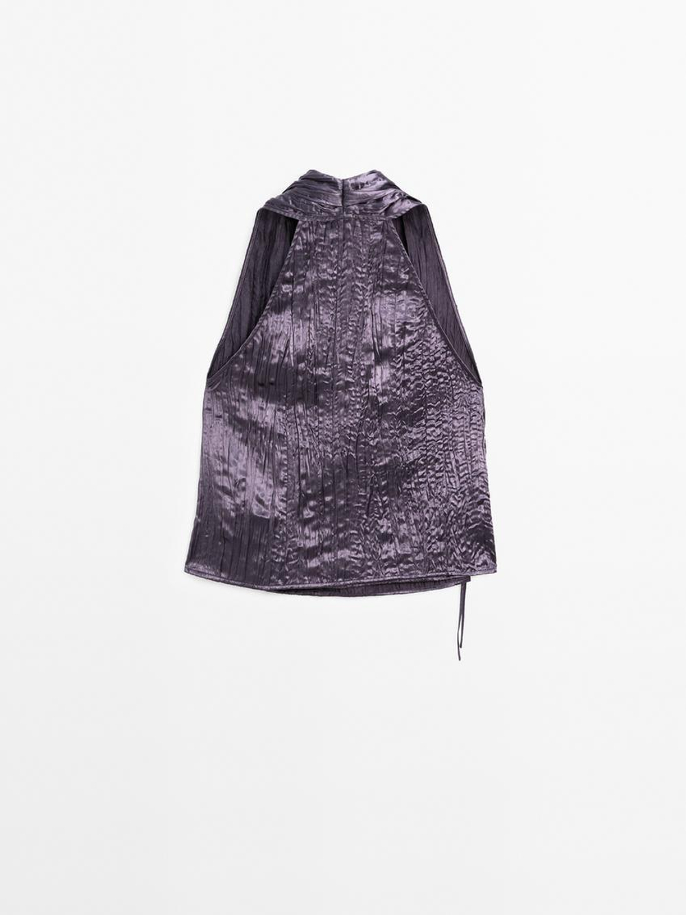 Massimo Dutti Топ с плиссировкой, фиолетовый