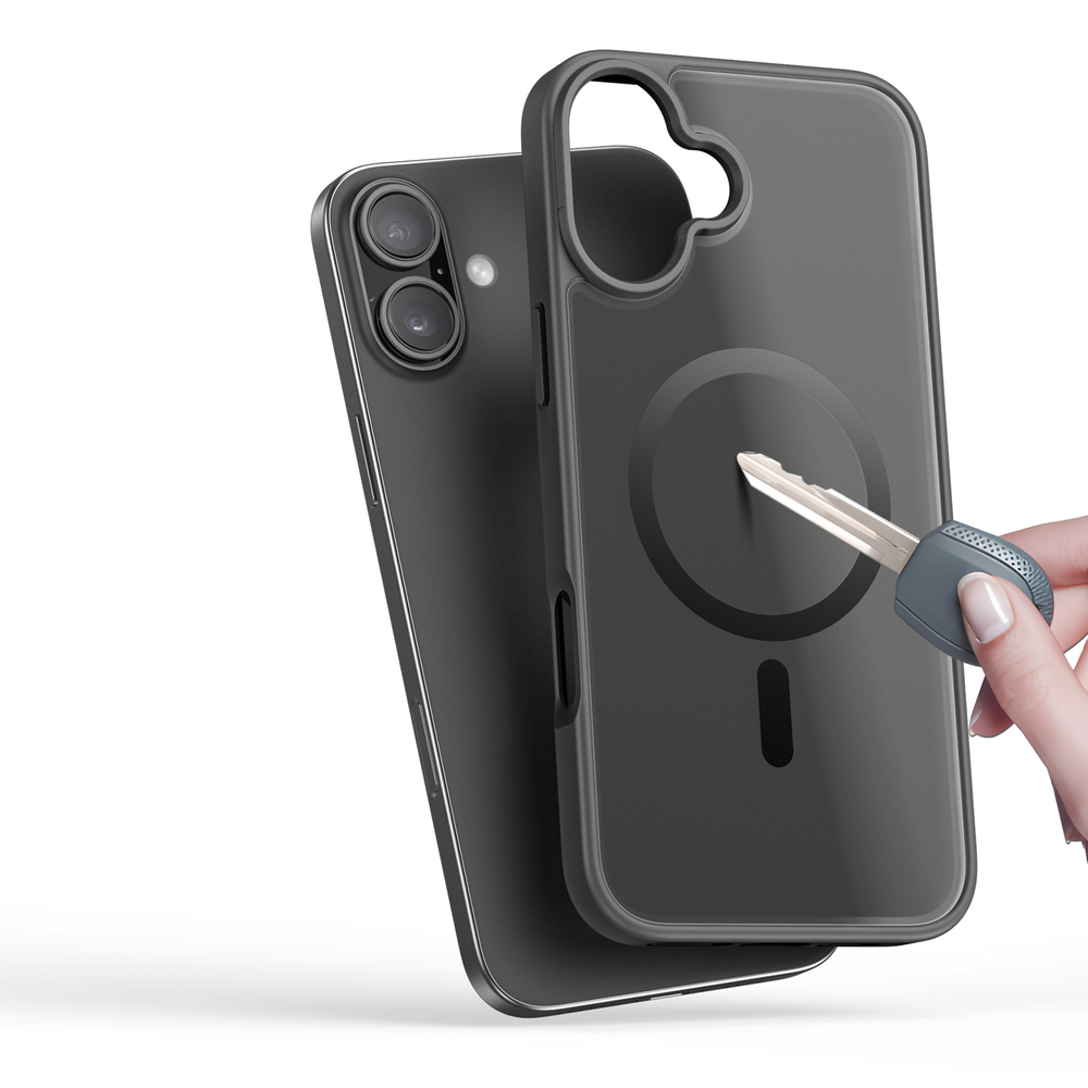 Прозрачный матовый чехол с черными рамками и с поддержкой MagSafe от Dux Ducis для iPhone 16, серия Yind Series Case