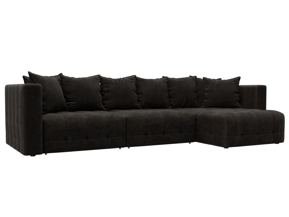 Диван угловой Лига-052 НПБ Лонг угол универсальный, BRUT 17 ВЕЛЮР коричневый