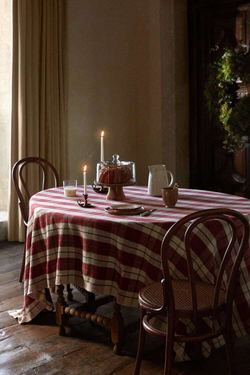 ZARA HOME СКАТЕРТЬ В КЛЕТКУ И ХЛОПОК, КРАСНЫЙ