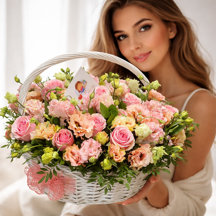 Корзина с цветами "Pink Mondial"