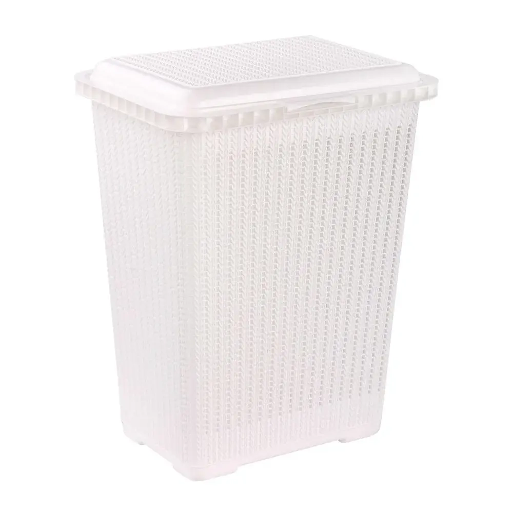 Корзина д/белья Вязаное плетение 25л (белый)