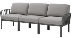 Диван пластиковый с подушками Komodo 3, антрацит, серый