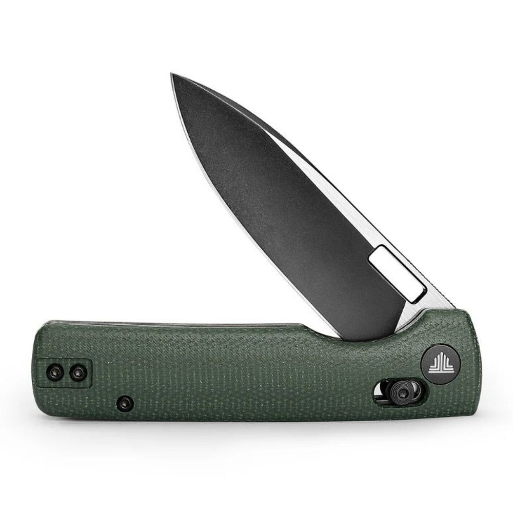 Складной туристический нож TRIVISA Sabretooth-GM клинок 14C28N рукоять микарта (черный-зеленый)