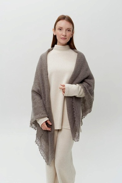 Оренбургский пуховый платок П2-150-03 серый