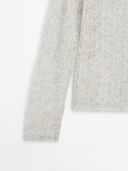 Massimo Dutti Свитер ажурной вязки из смесовой альпаки, светло-серый