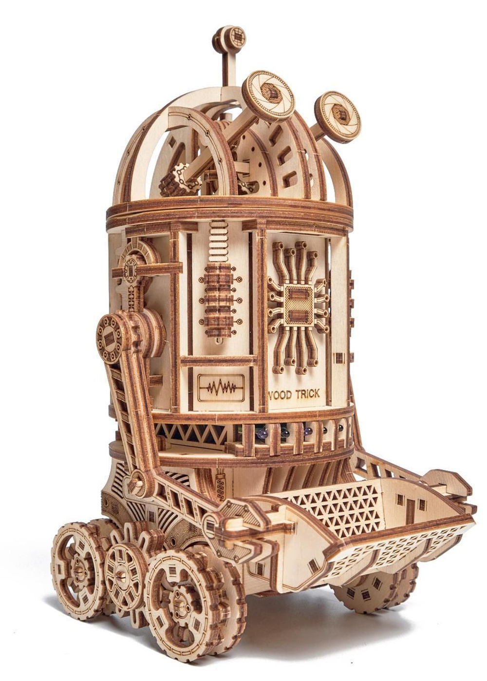 Электронная деревянная сборная модель Wood Trick Космический робот Уборщик (с двигателем)