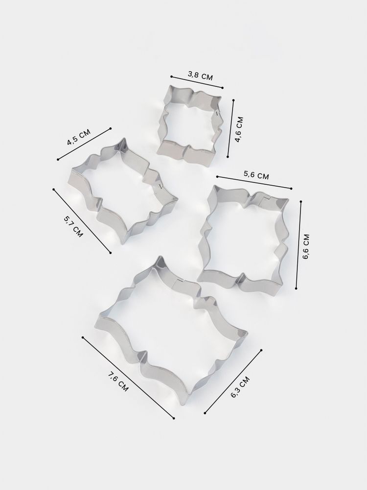 Формы для печенья «Рамка для пожелания», набор 4 шт., нержавеющая сталь, серебристые
