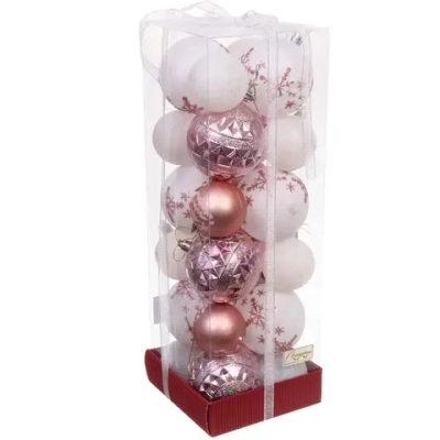 Набор шаров «Snow shine» 7 см + 5 см (24 предмета), Розовое золото/Белый