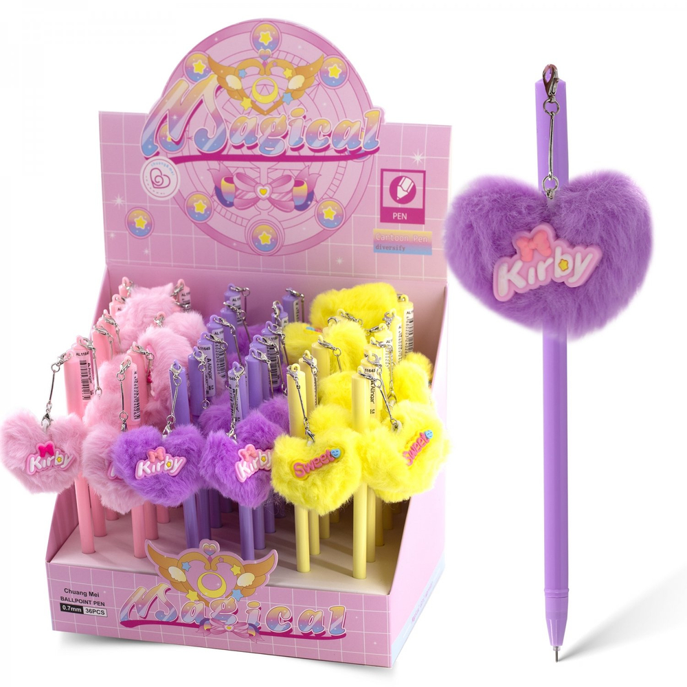 Ручка гелевая Alingar, "Love", 0,7 мм, синяя, с брелком, круглый, цветной, пластиковый корпус, карт. уп.