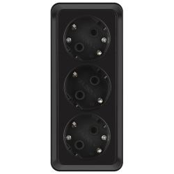 Розетка Intro Quadro 2-206-05 тройная с заземлением 3х2P+E 16А-250В IP20 ОУ антрацит | Intro Quadro