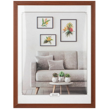 Фоторамка Image Art С22 МДФ универсальная 30х40 цвет красное дерево вставка прозрачный пластик