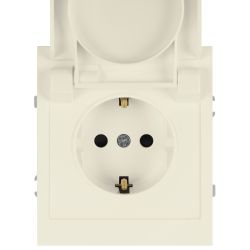 Розетка ЭРА Arktik 16-2103-02 с заземлением 2P+E Schuko со шторками с крышкой 16А-250В слоновая кость | Эра Arktik