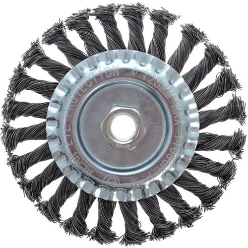 Щетка дисковая 125 мм/22мм для УШМ, проволока сталь крученая Yoko