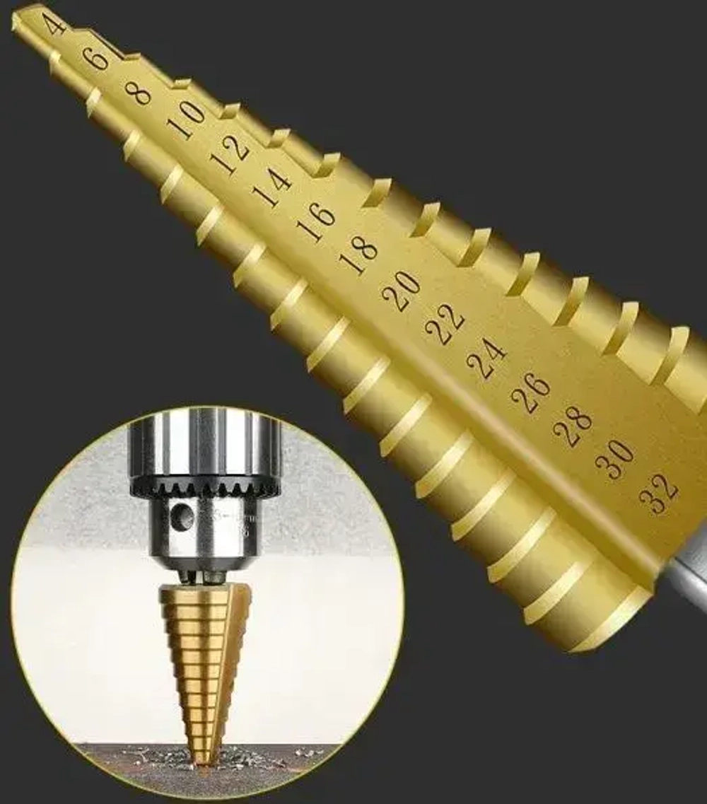 OZ-GLGO Сверло-коронка из быстрорежущей стали HSS с покрытием, диаметр 4-12/20/32 мм